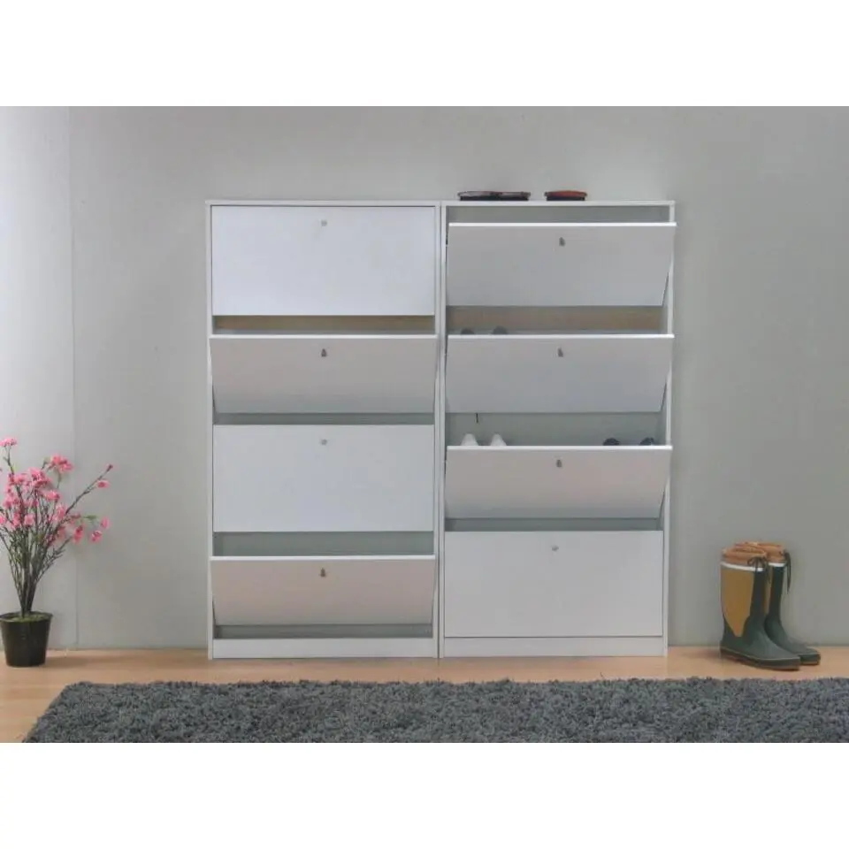 Hioshop Schoenenkast wit mat (set van 2 stuks) 150x148x17 cm Escape