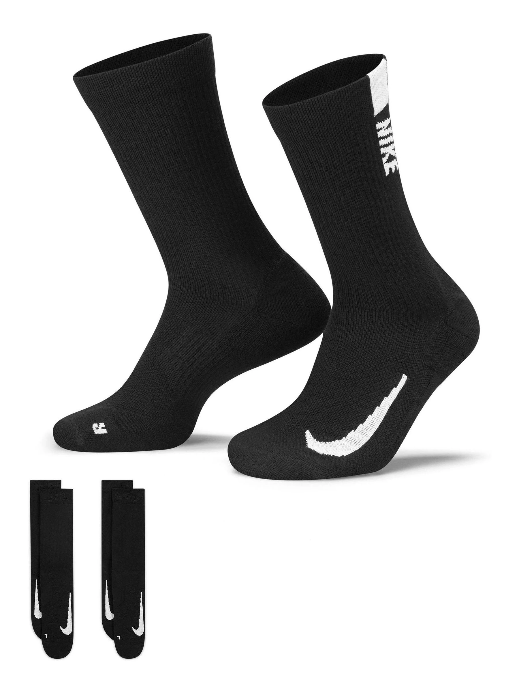 Zwart/wit - Nike Multiplier sokken met ronde hals - 2 Paar