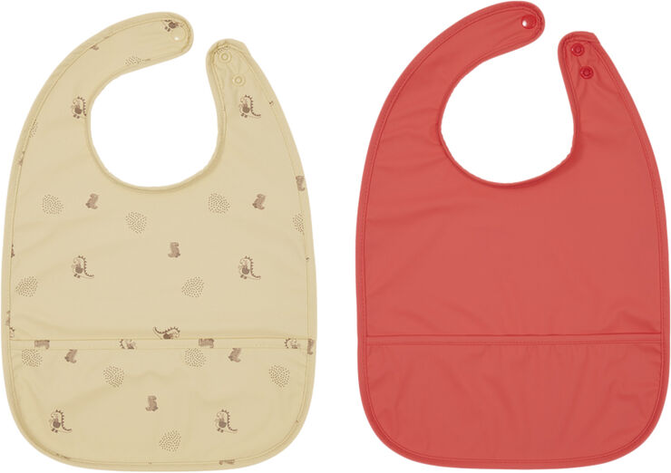 OYOY MINI Dino Hagesmæk - Pakke med 2 Butter / cherry red