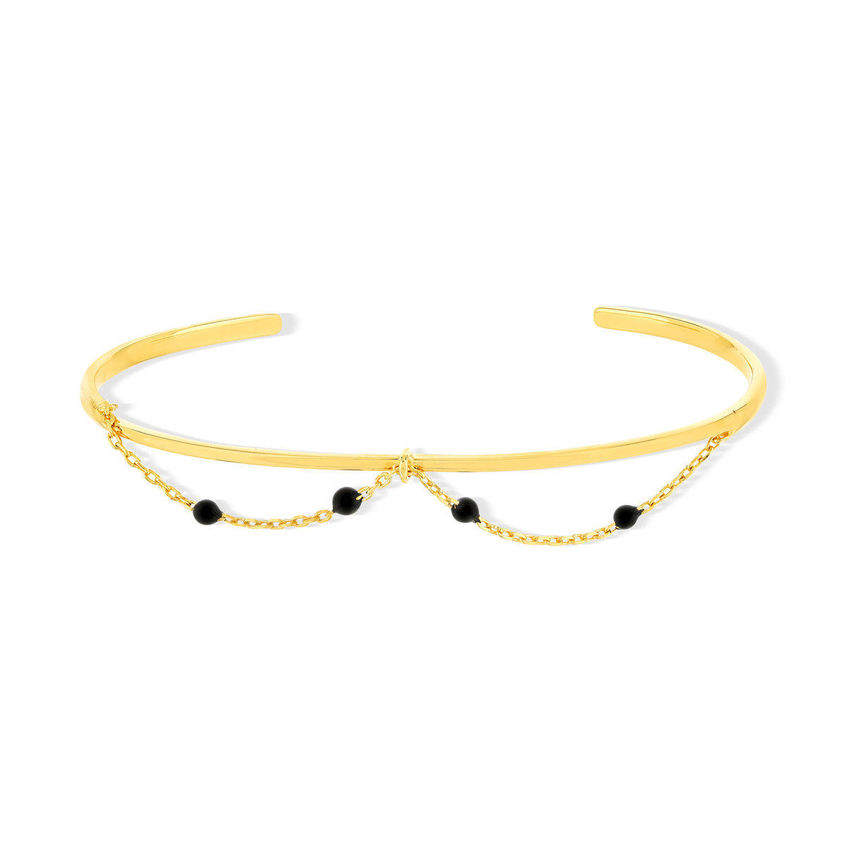Bracelet plaqué or rigide résine noire diamètre 63 mm