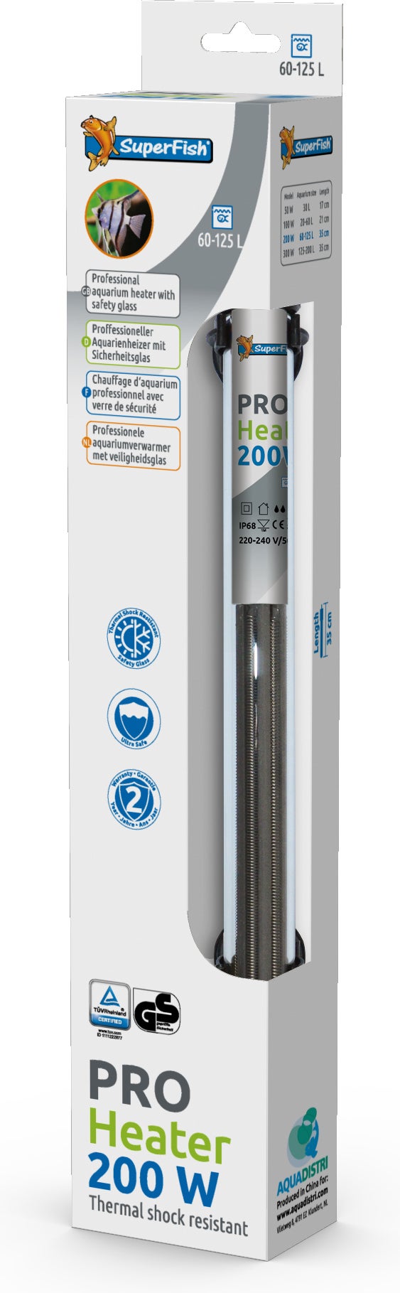 SuperFish aquarium verwarming Pro 200 W 35 cm