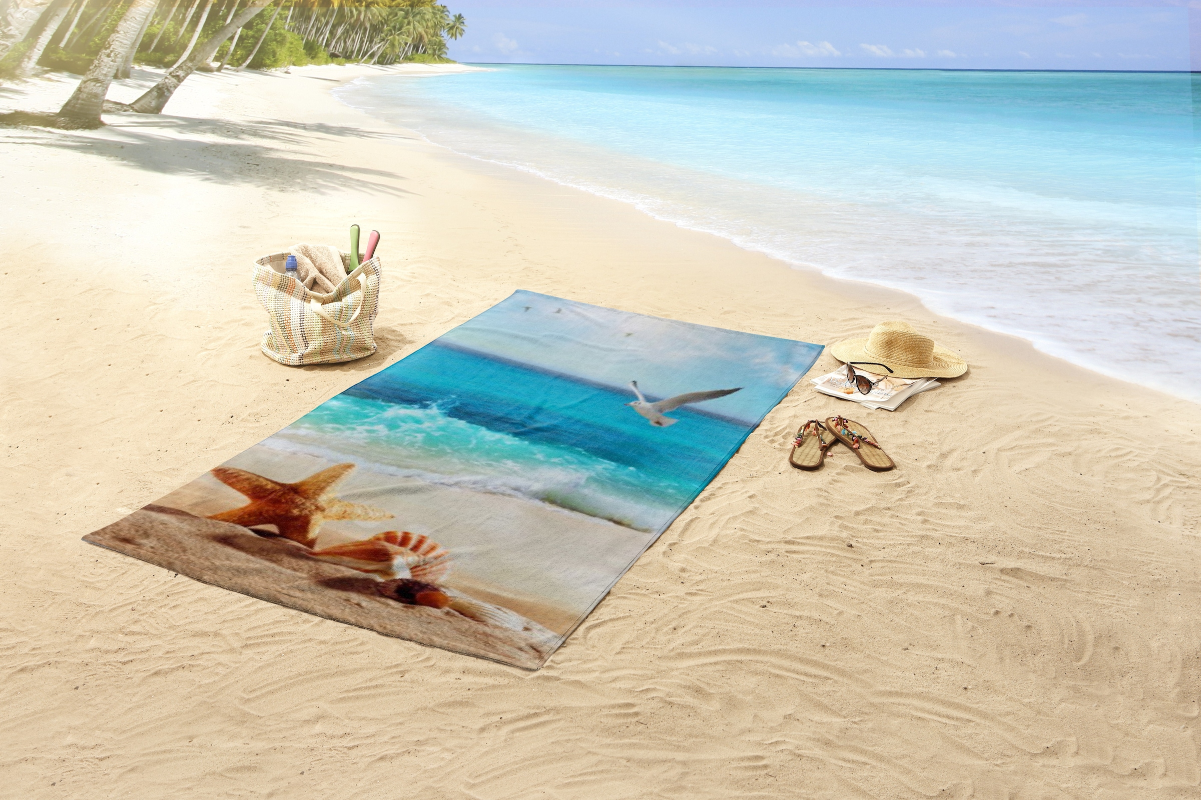 good morning Strandtuch »Sealife« Mikrofaser, Velours, Strandtuch, saugfähig, leicht, 100x180