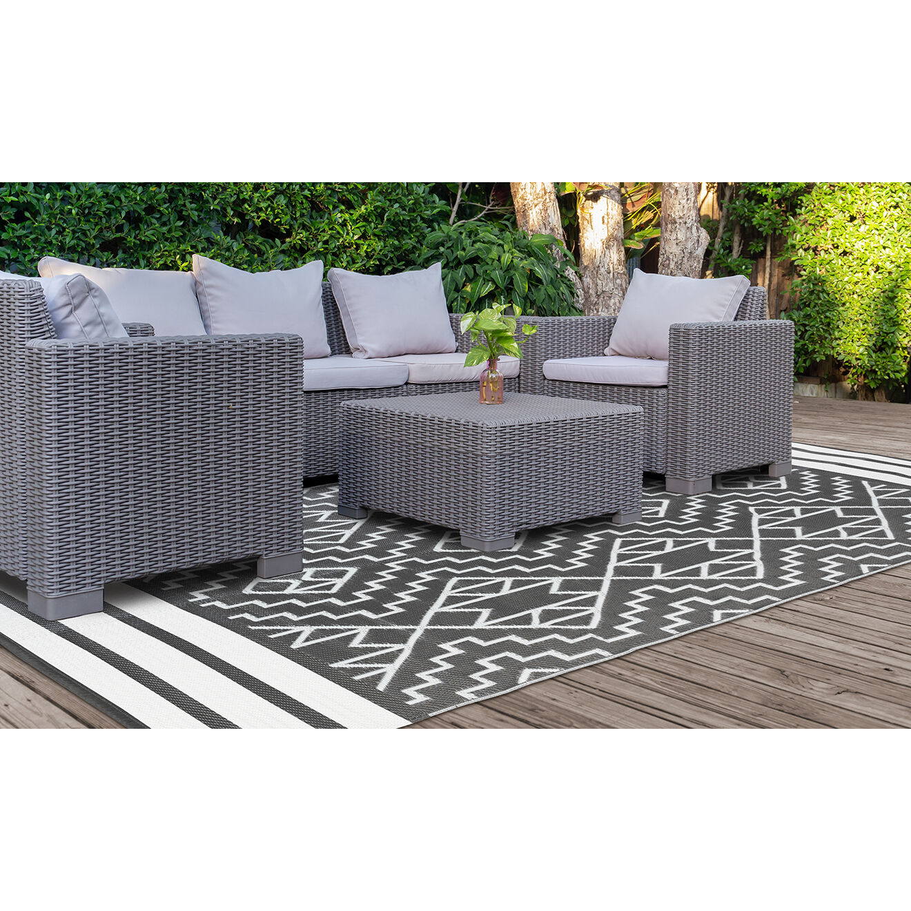 Pratik Garden Tapis extérieur inca gris/blanc - 160x240 cm