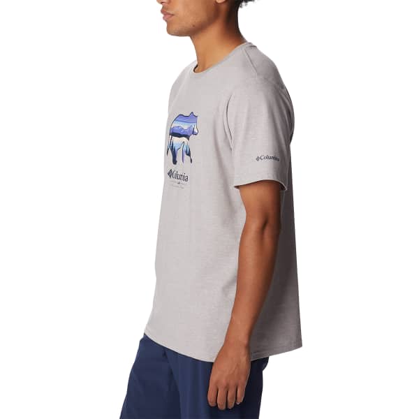 T-shirt randonnée COLUMBIA ROCKAWAY RIVER™ OUTDOOR SHORT SLEEVE SHIRT GREY HEATHER SCENIC STROLL GRAPHIC