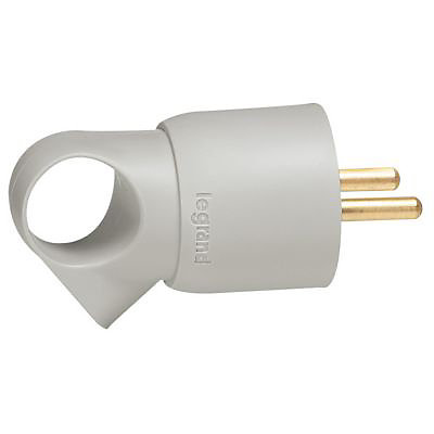 Fiche mâle 16A 2 P+T gris avec anneau Legrand