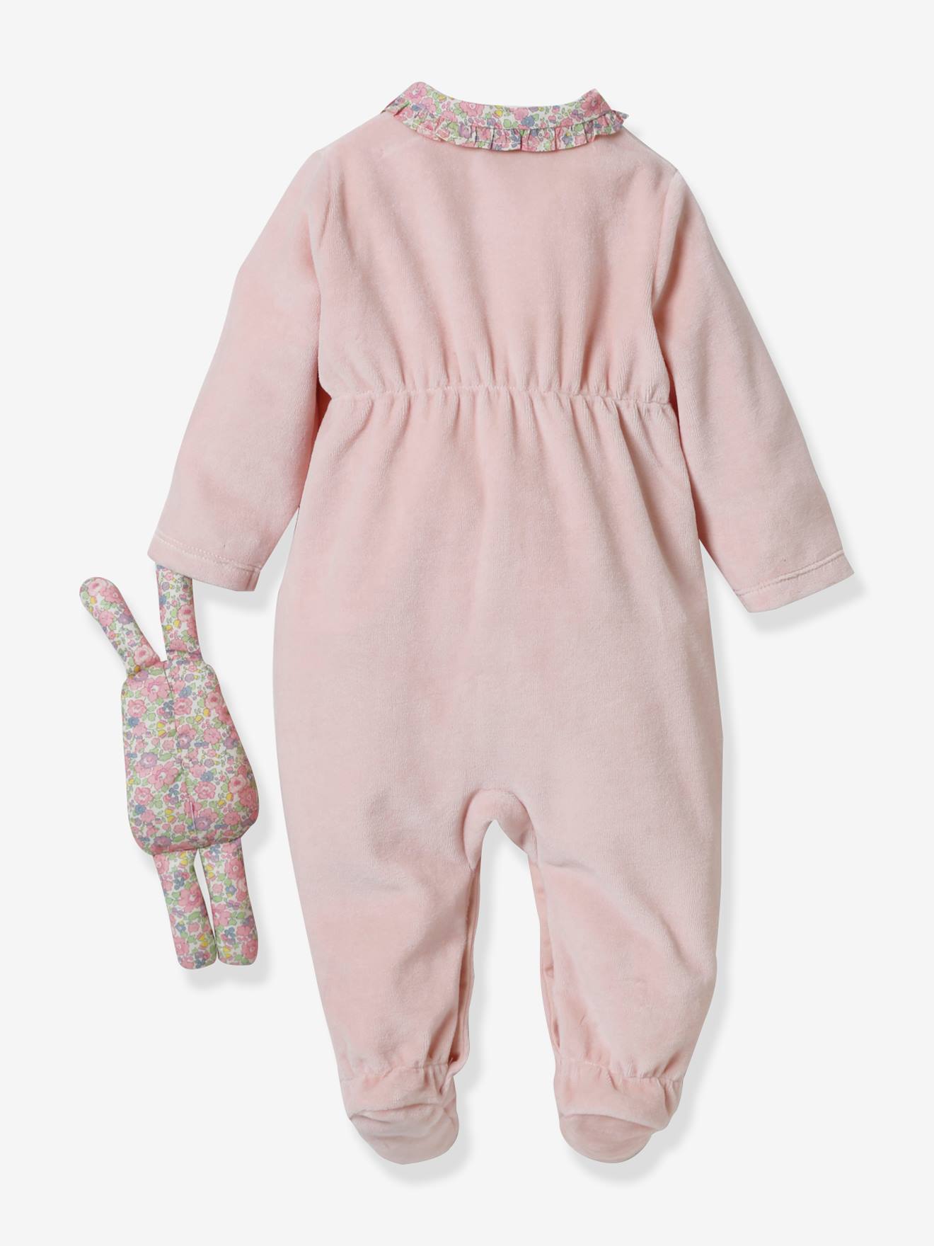 Conjunto para presente de bebê: macacão de veludo e tecido Liberty + edredom de tecido Liberty
