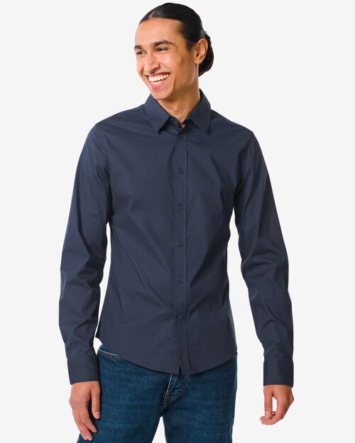 chemise homme coton bleu foncé