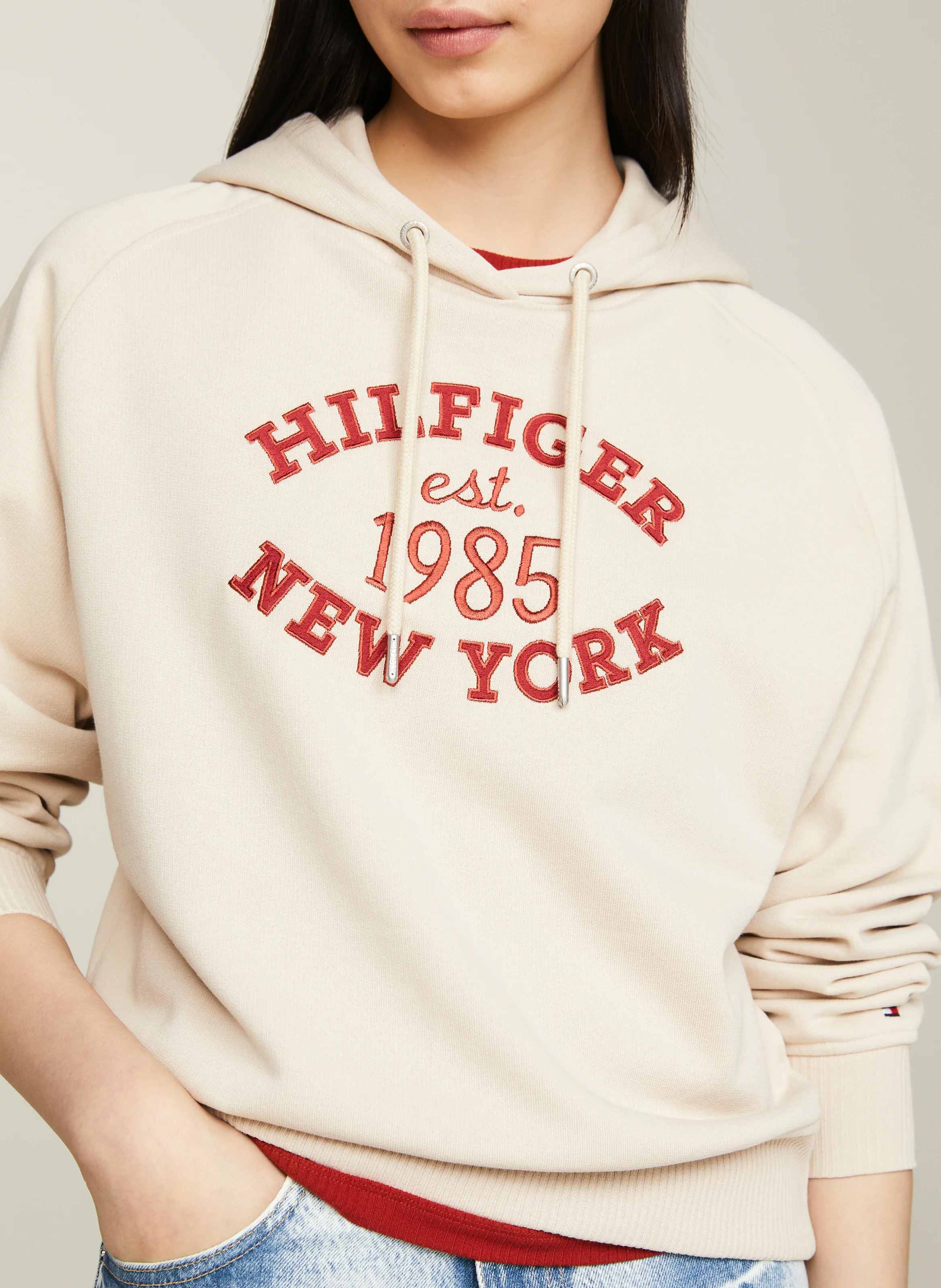 Sweat brodé en coton mélangé | Beige