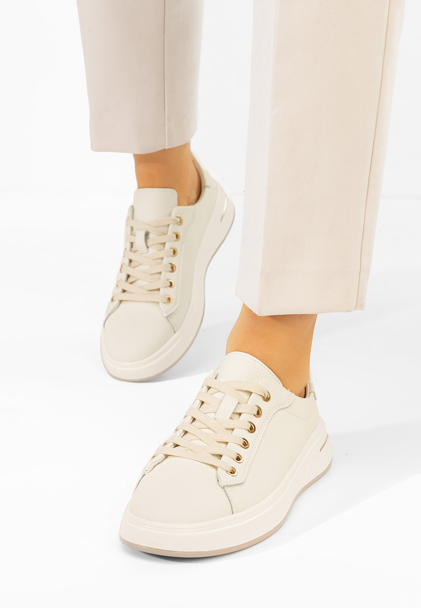 Baskets pour femme en cuir beige Issabel