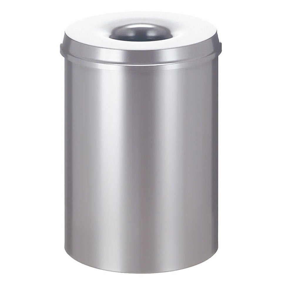 PROREGAL zelfdovende metalen afvalbak en -verzamelaar, 30 liter, HxØ 47 x 33,5 cm, zilver