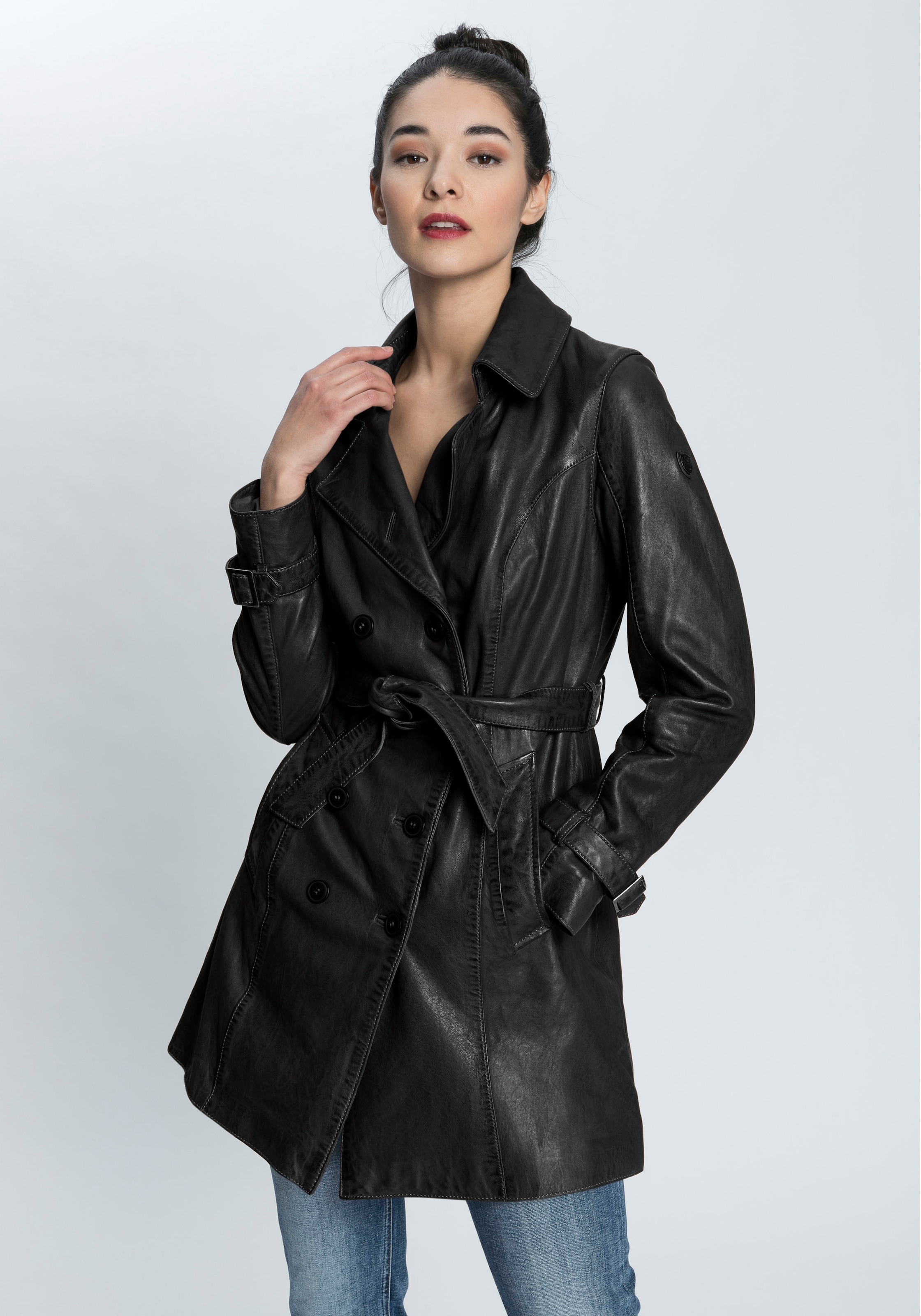 Mauritius Ledermantel »GWTaresa«, 2 Stk. Leder-Trenchcoat mit Bindegürtel