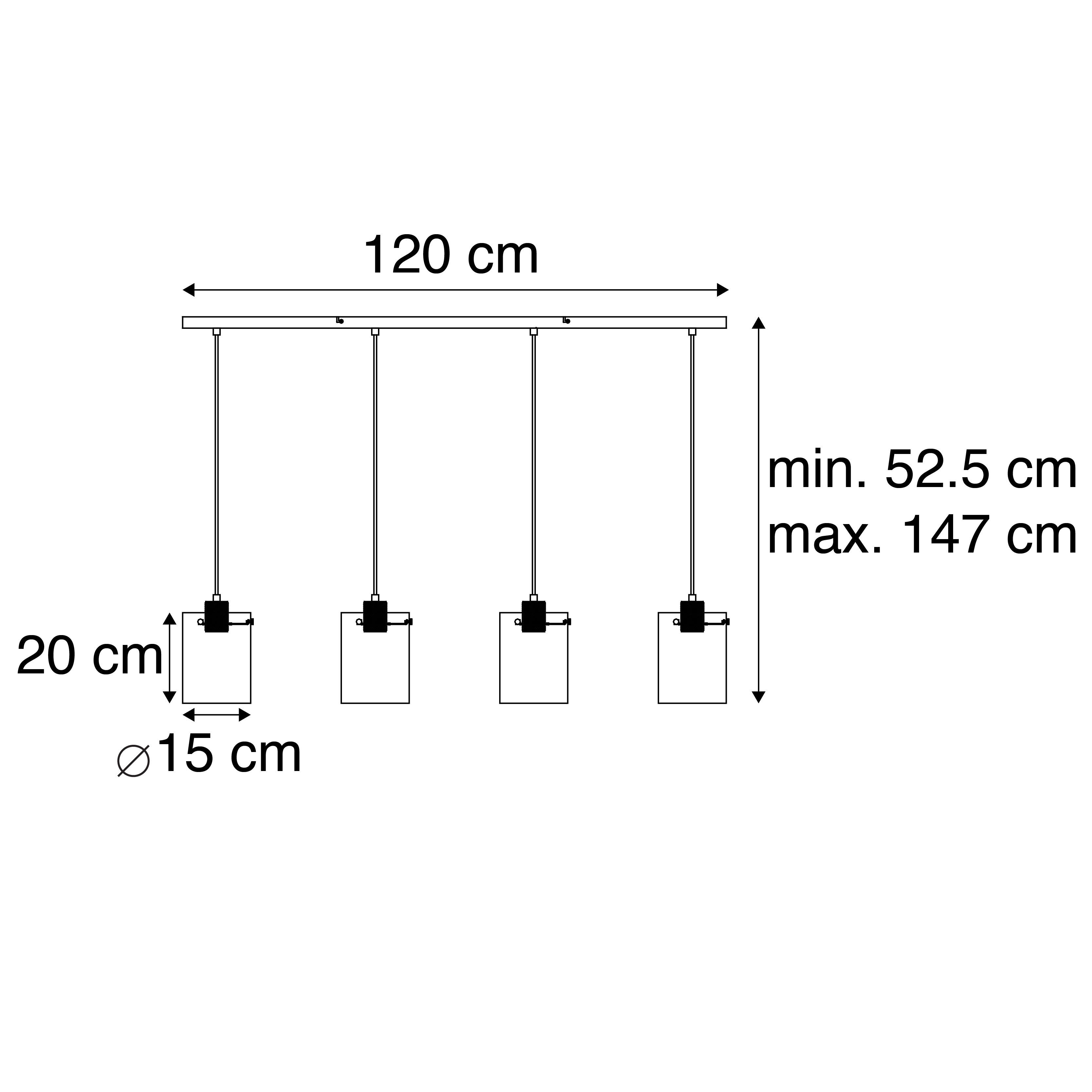 Scandinavische hanglamp brons met glas 4-lichts - Dome