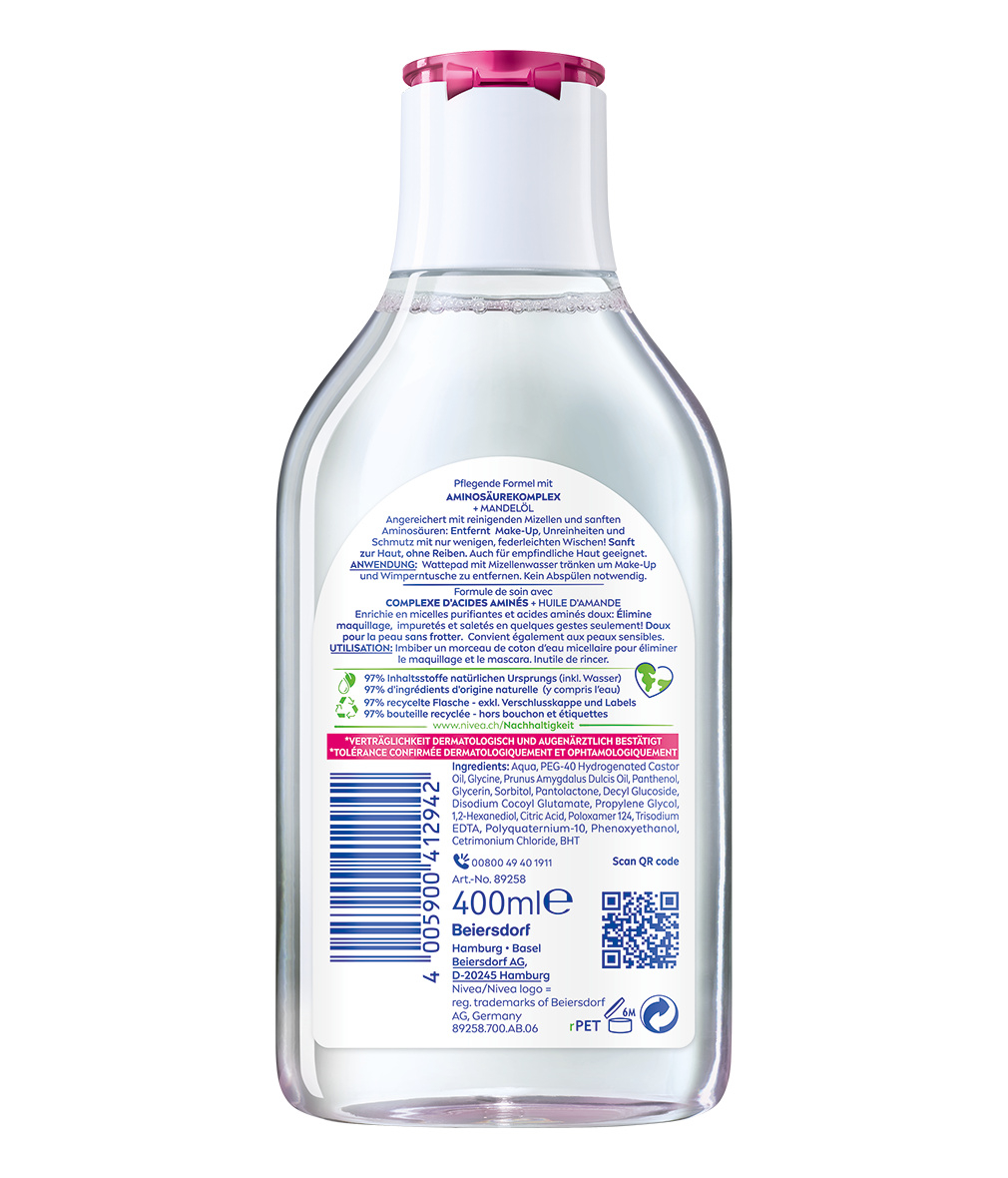(400ml) Mizellenwasser Pflegend Trockene Haut für Gesicht / Augen / Lippen (89258-07000-23)