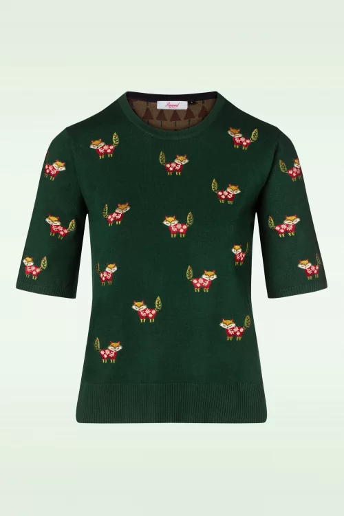 Banned Retro Scandi fox trui in groen