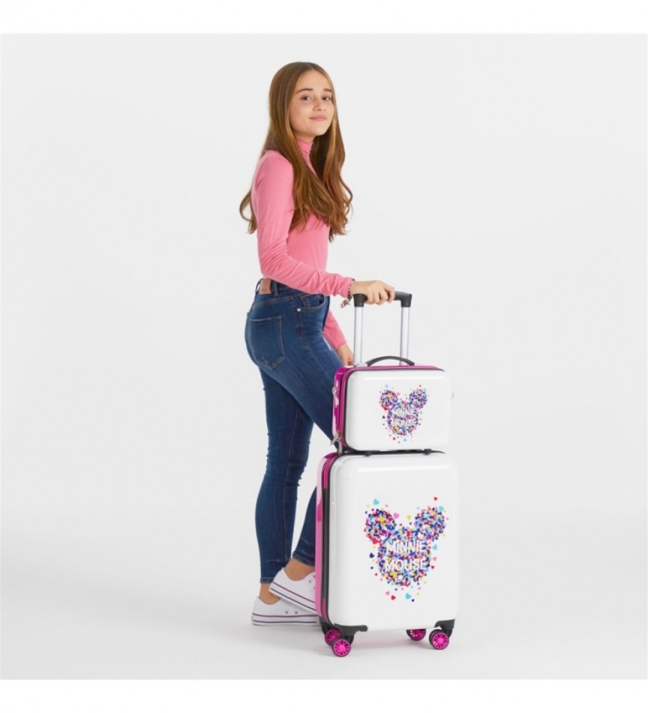 Nécessaire Joumma Bags Minnie Magic Hearts em ABS, adaptável a malas com rodinhas, fúcsia - 29x21x15cm -