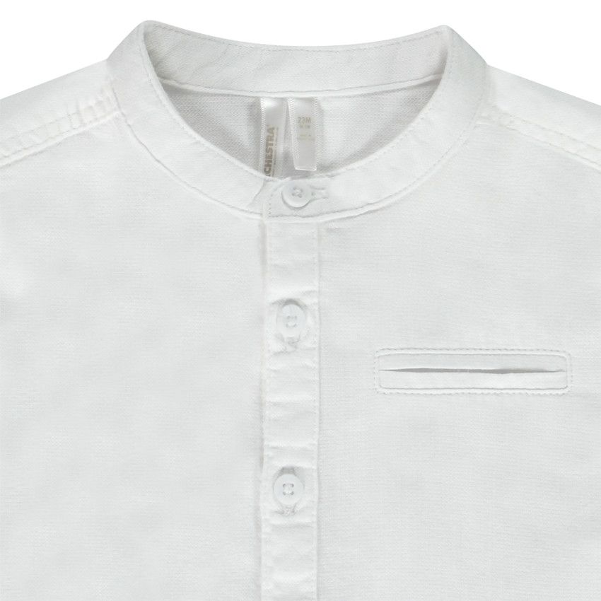 Chemise manches longues col mao pour bébé garçon - Blanc