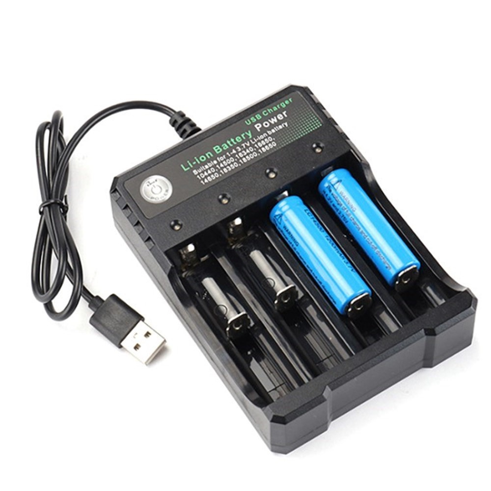 4-fach USB Batterieladegerät Akkuladegerät für Li-Ion-Akkus 10440 14500 16340 16650 14650 18350 18500 18650