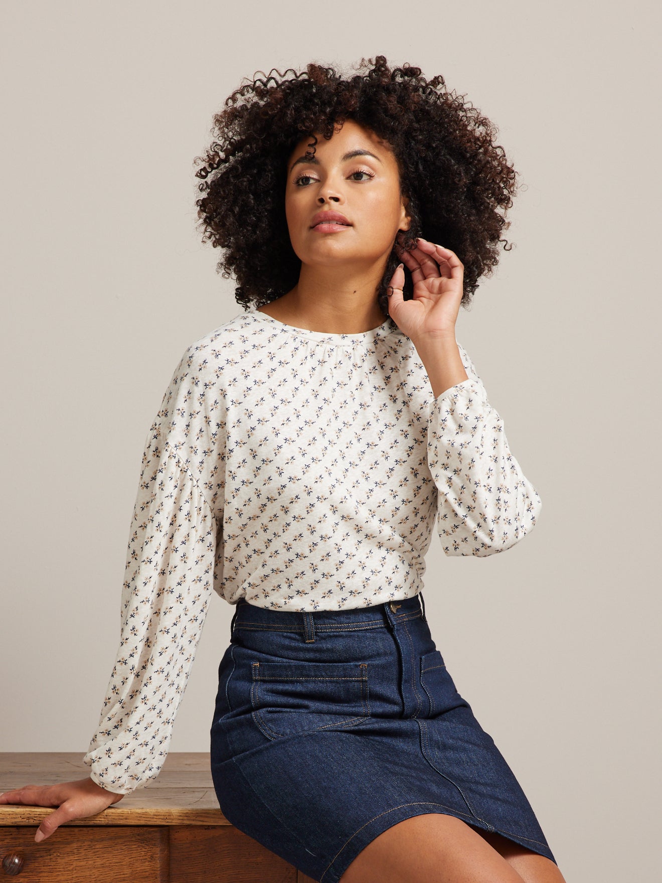 T-shirt manches bouffantes femme lin et viscose