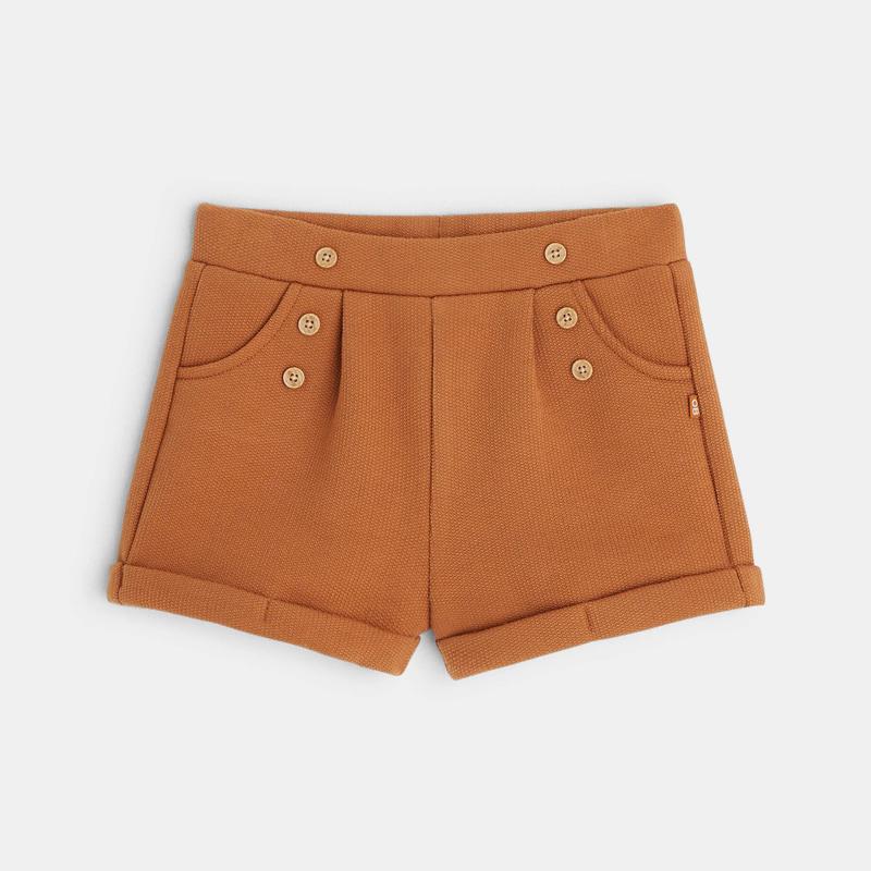 Short maille molleton effet pont marron bébé fille Marron
