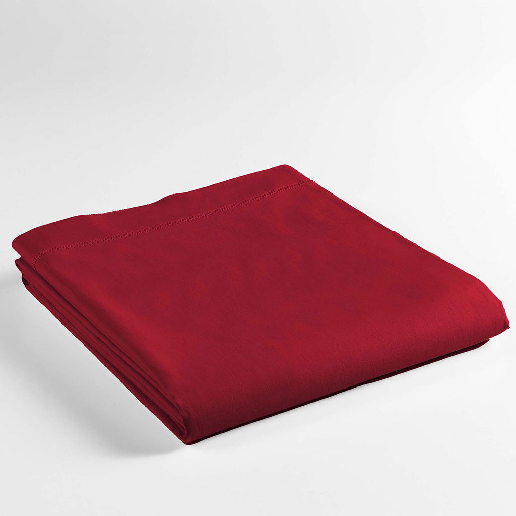 Drap plat coton 57 fils rouge 240x300cm