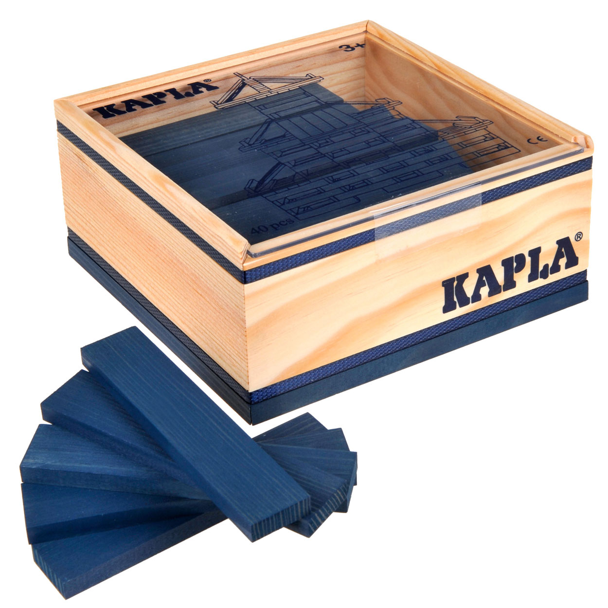 KAPLA, 40 Plankjes Donkerblauw