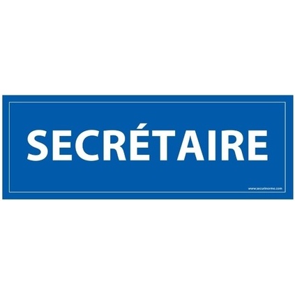 Panneau SECRETAIRE - fond bleu 210 x 75 mm