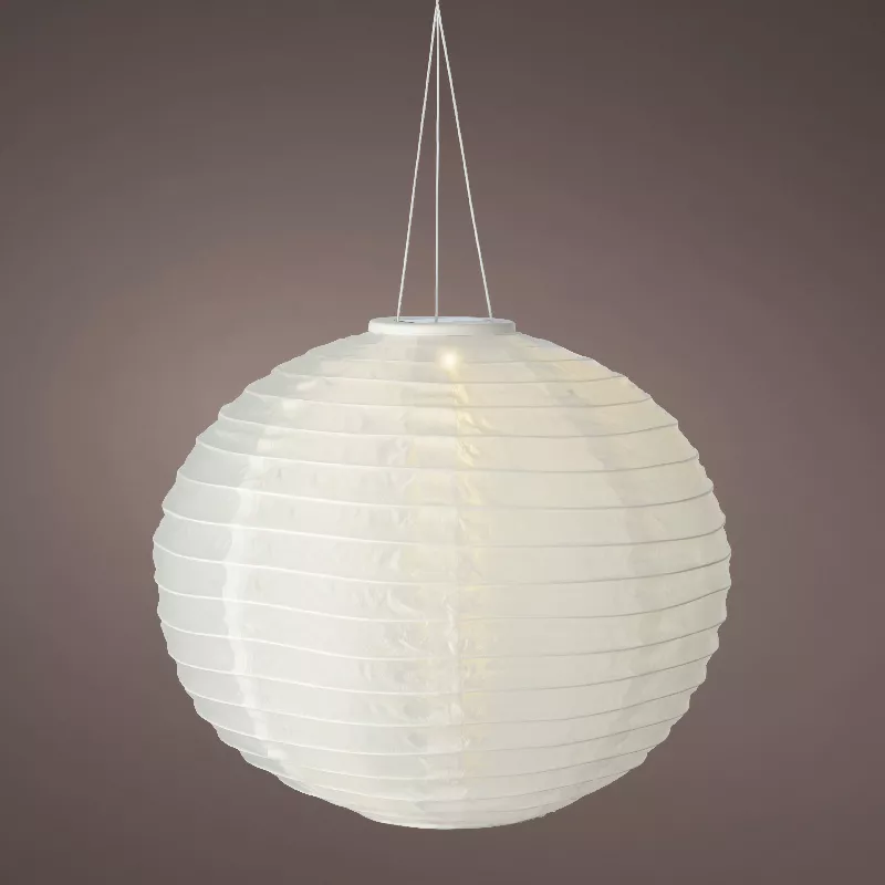 Suspension de jardin solaire (H35 cm) Lanterne chinoise Blanche
