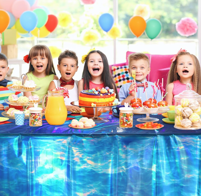 (3er Set) 274x137cm Schimmernde Tischdecke Party Dekoration Meerwellen Tisch Tuch - Blau