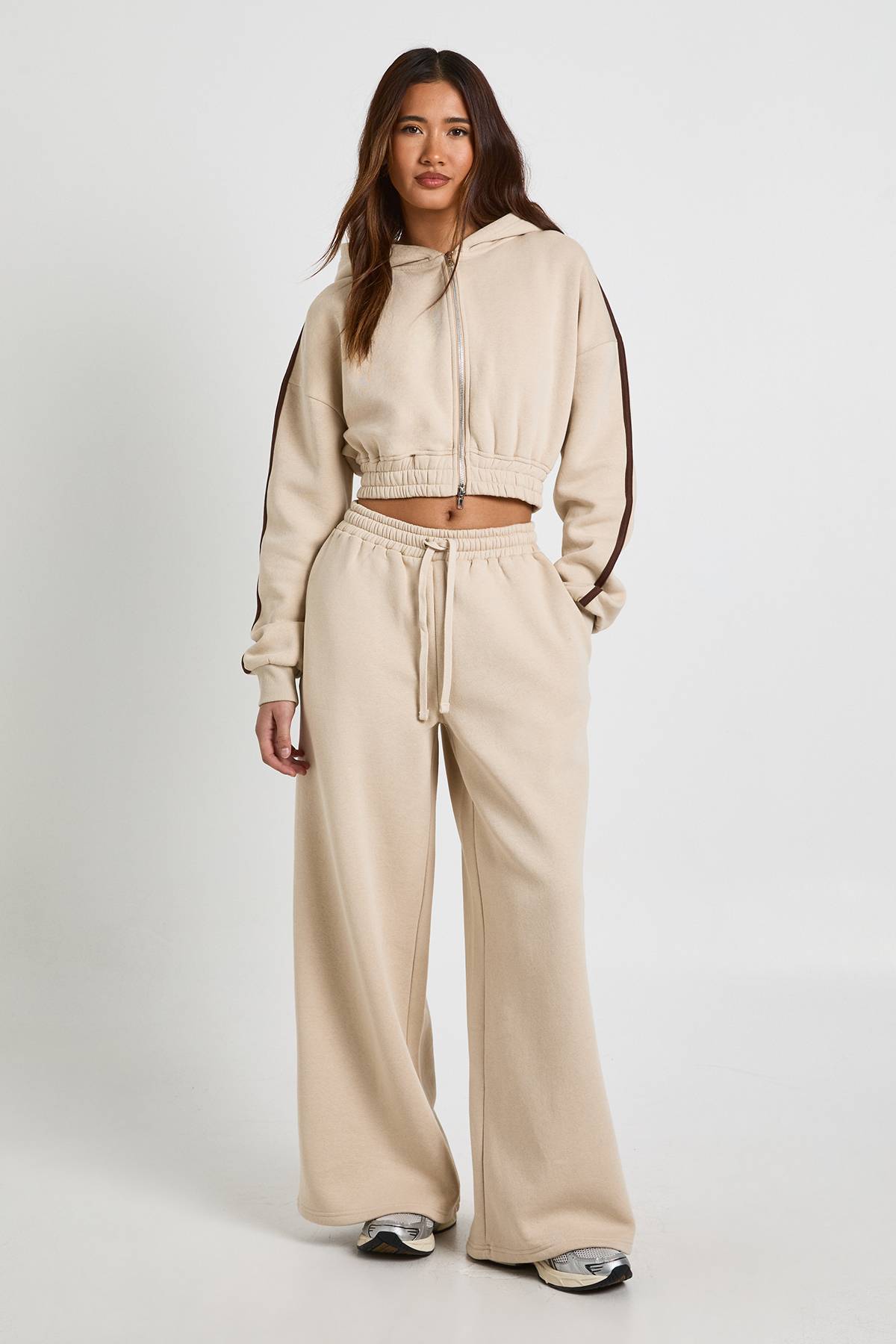 boohoo Survêtement Bomber Zippé à Bandes Latérales et Jambes Droites