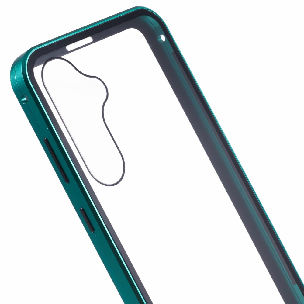 Samsung Galaxy A55 Magnetische Alu Schutzhülle mit Panzer Glas Backcover   Displayschutz (Magnet-Technologie) - Grün