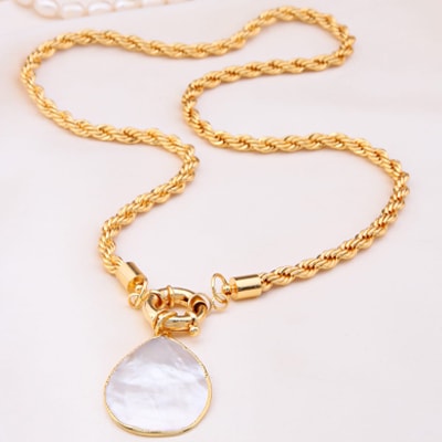 Collier - Laiton plaqué or & perle
