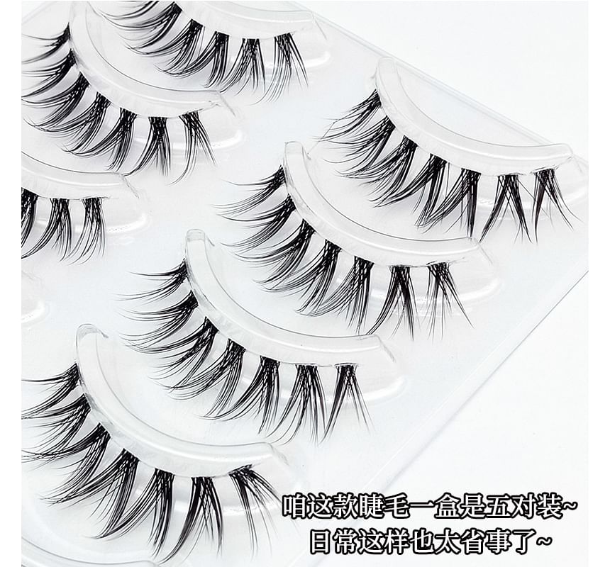 Lashie - Set van 5 paar: Doll Eye Spiky Clear Band nepwimpers