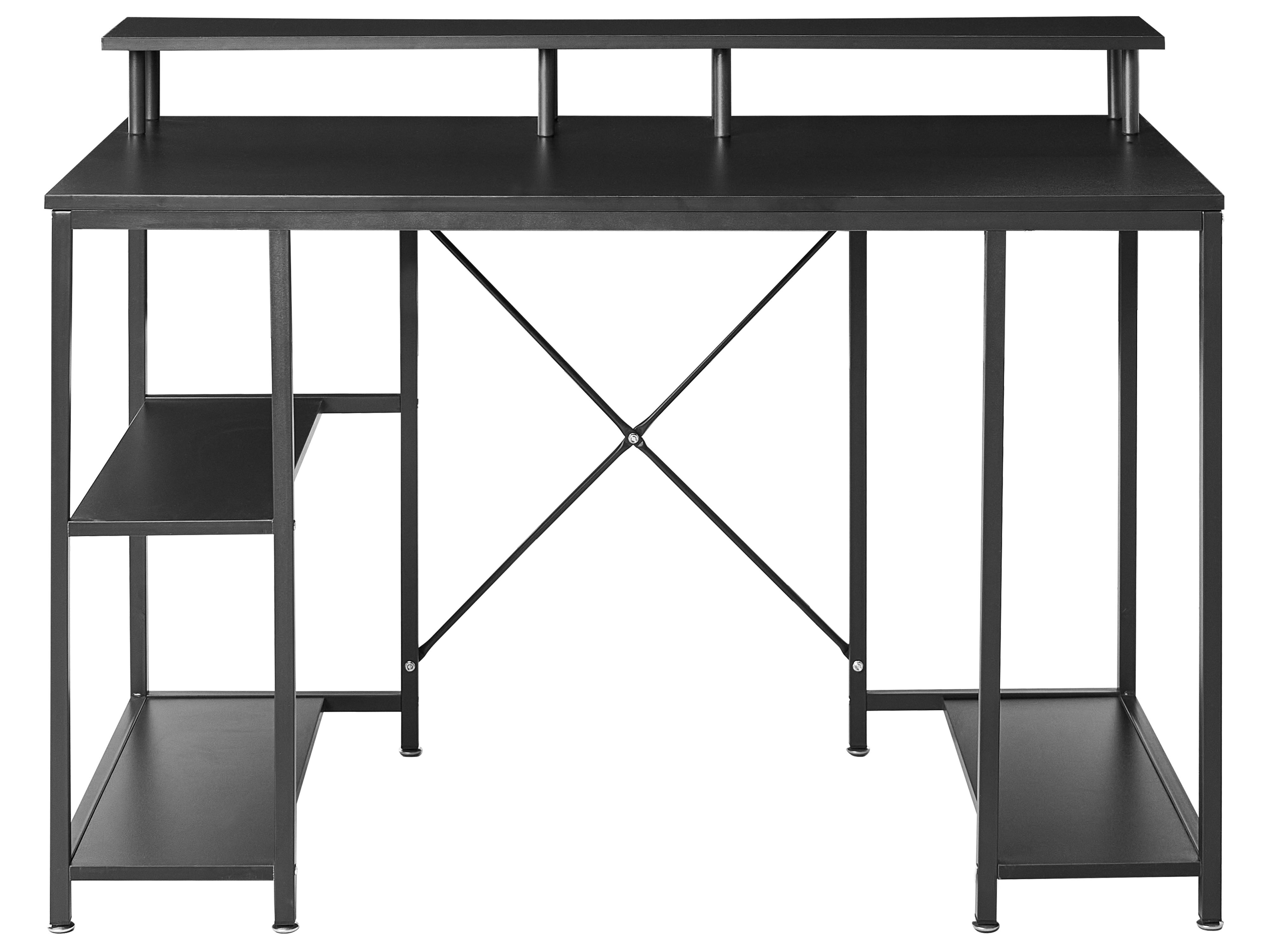 Game bureau CADDO Zwart 120 cm 60 cm met planken LED