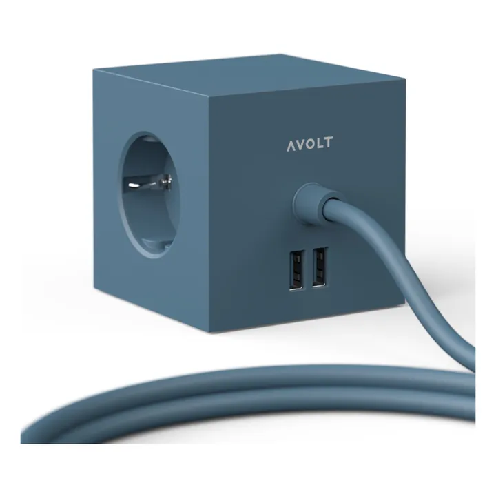Avolt Rallonge Square 1 avec prise USB | Bleu