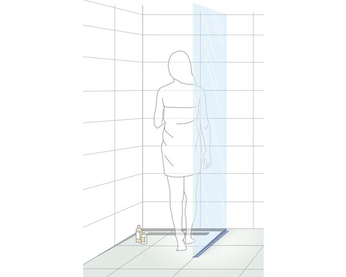 Wig voor glasmontage op de vloer Dural Shower-GK GKGR rechts Lengte 148 cm Hoogte 19 mm