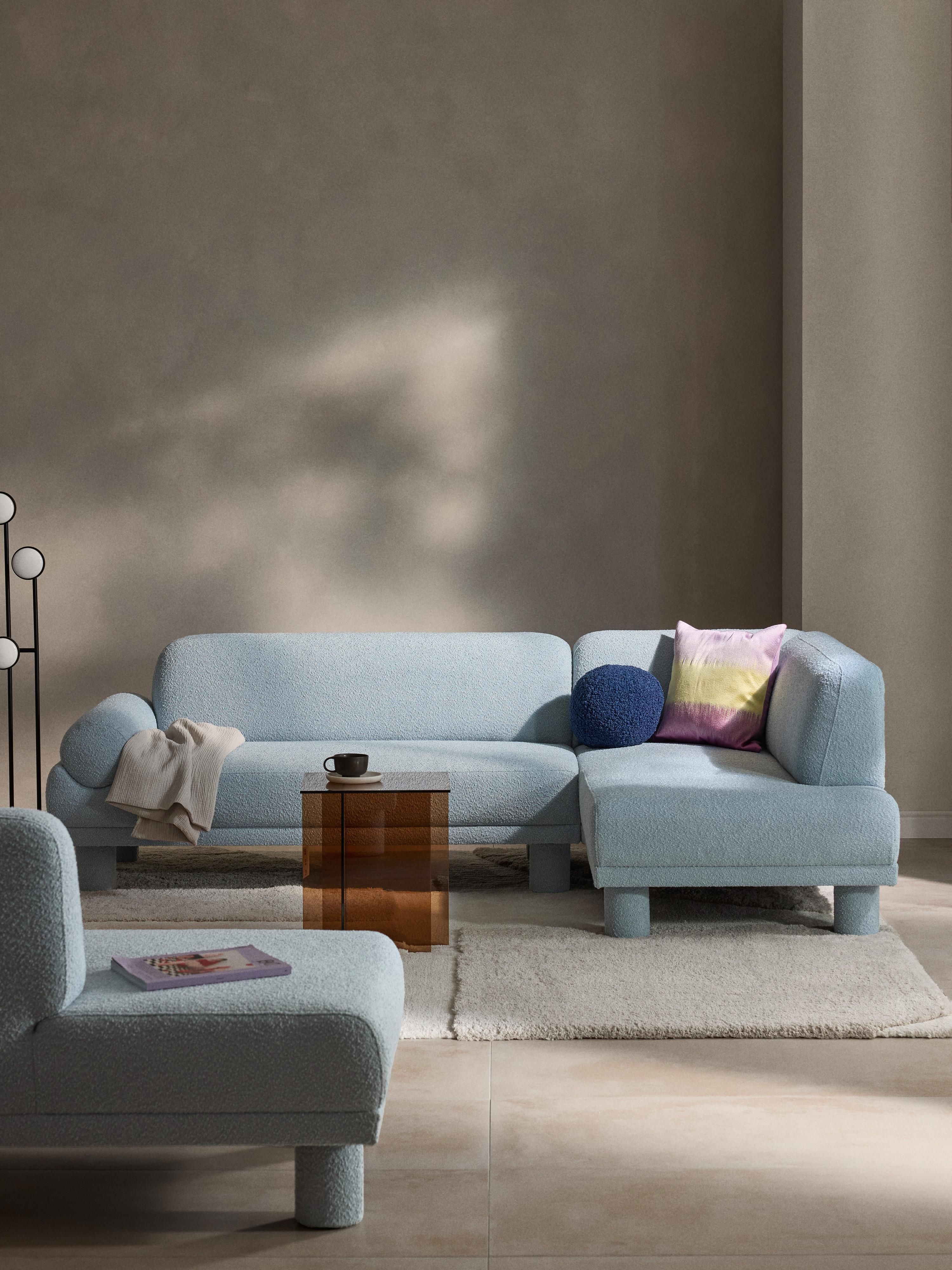 Bouclé hoekbank Lilo