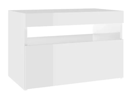 Tables de chevet lumières LED 2 pièces blanc brillant 60x35x40 cm