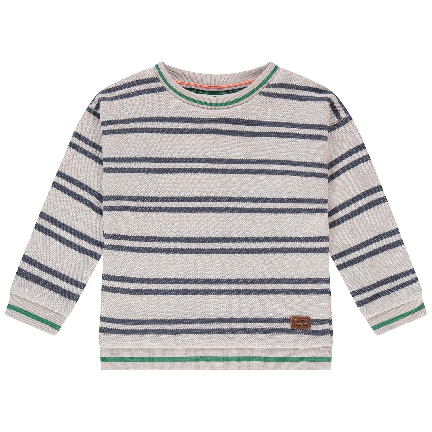 Stains & Stories peuter sweater lange mouwen strepen beige