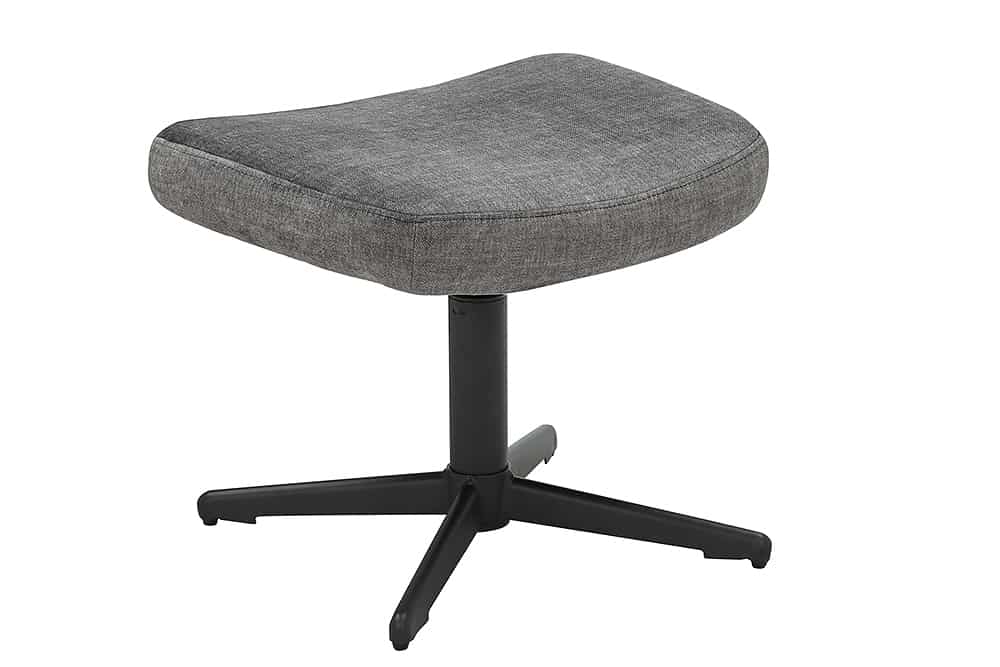 Design Hocker VOGUE 45cm grau Samt drehbar schwarze Metallbeine Fußhocker