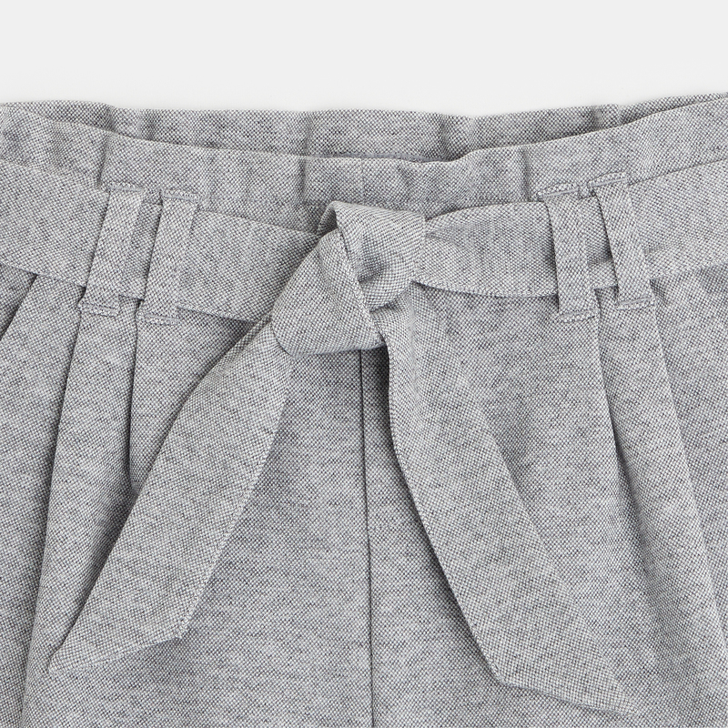 Short en maille à taille haute ceinturée gris fille