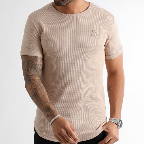 Tee Shirt Avec Broderie Texturé Waffle 1157 Beige