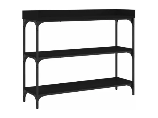 Table console avec étagères noir 100x30x80 cm