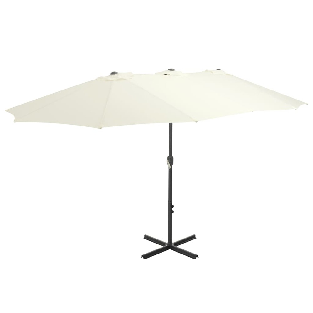 Parasol d'extérieur et poteau en aluminium 460 x 270 cm sable
