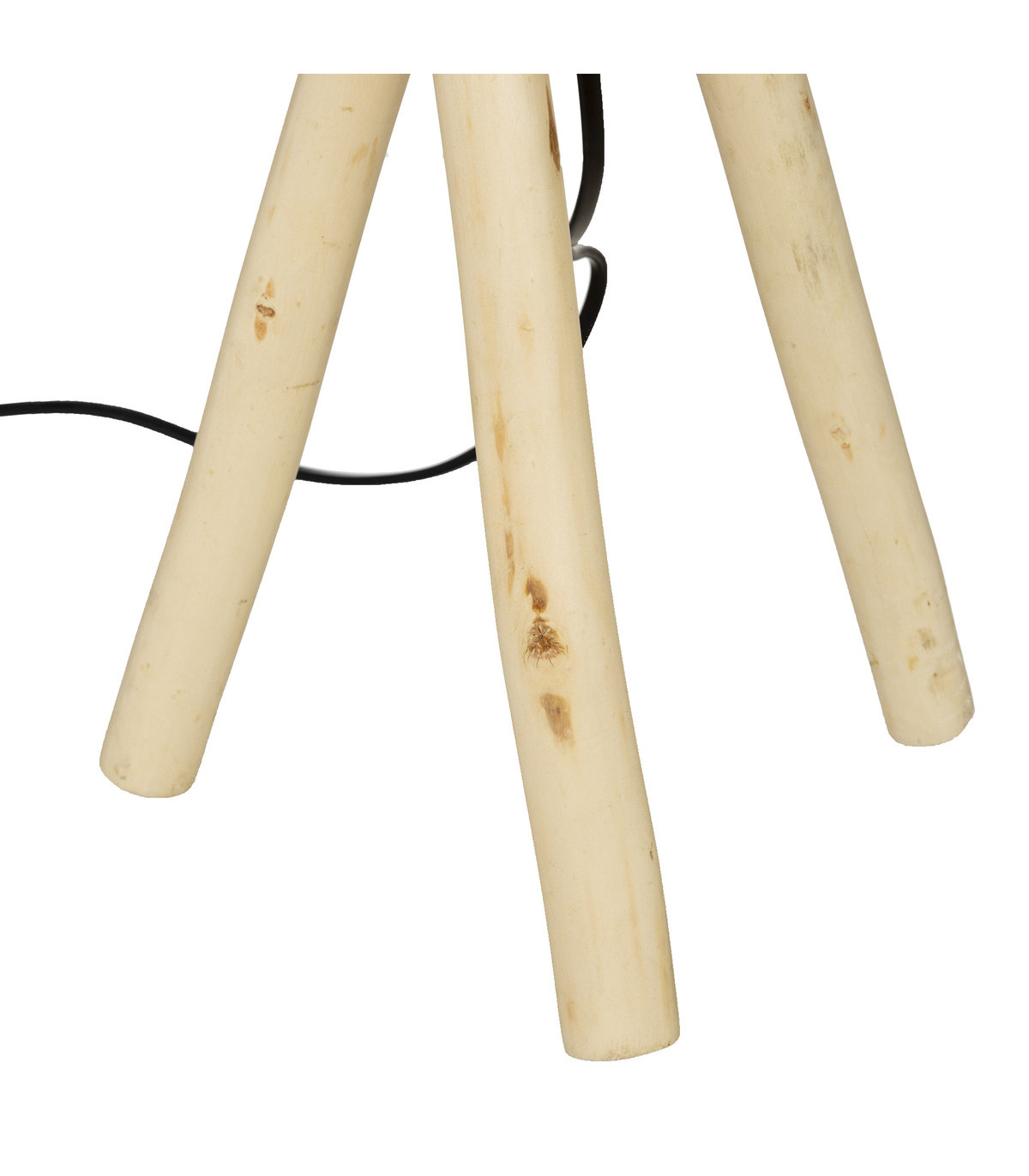 Lampe à poser trépied en bois et abat-jour en coton h 52 cm