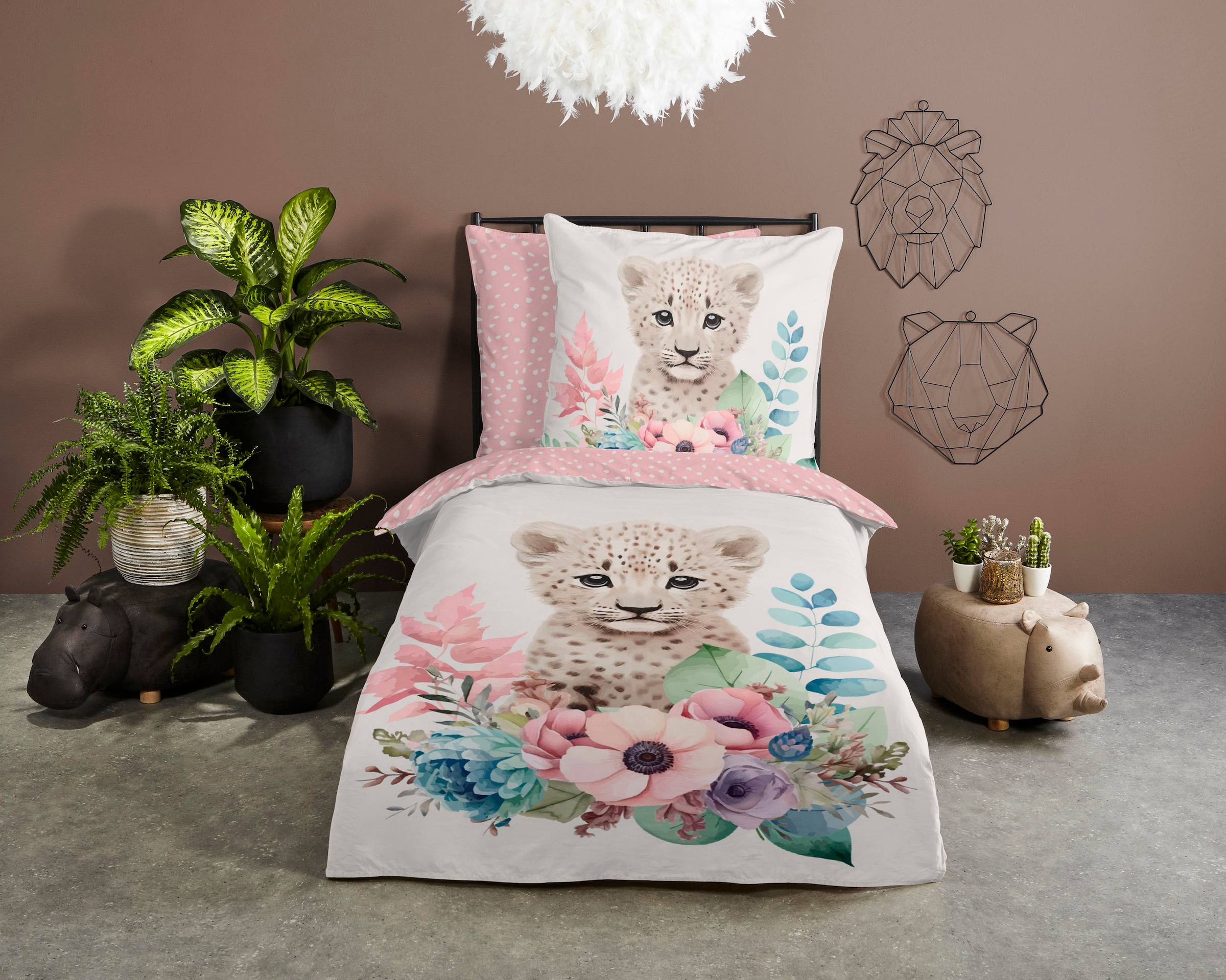 good morning Kinderbettwäsche »Sama« 2 Stk. tlg. Baumwolle, 135x200, Reissverschluss, Wendeoptik, Kind, Mädchen, Tier