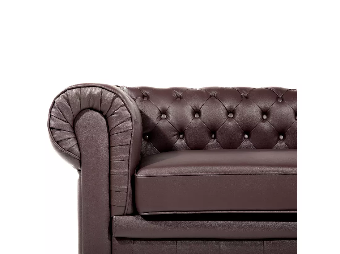 Canapé 3 places en cuir marron CHESTERFIELD