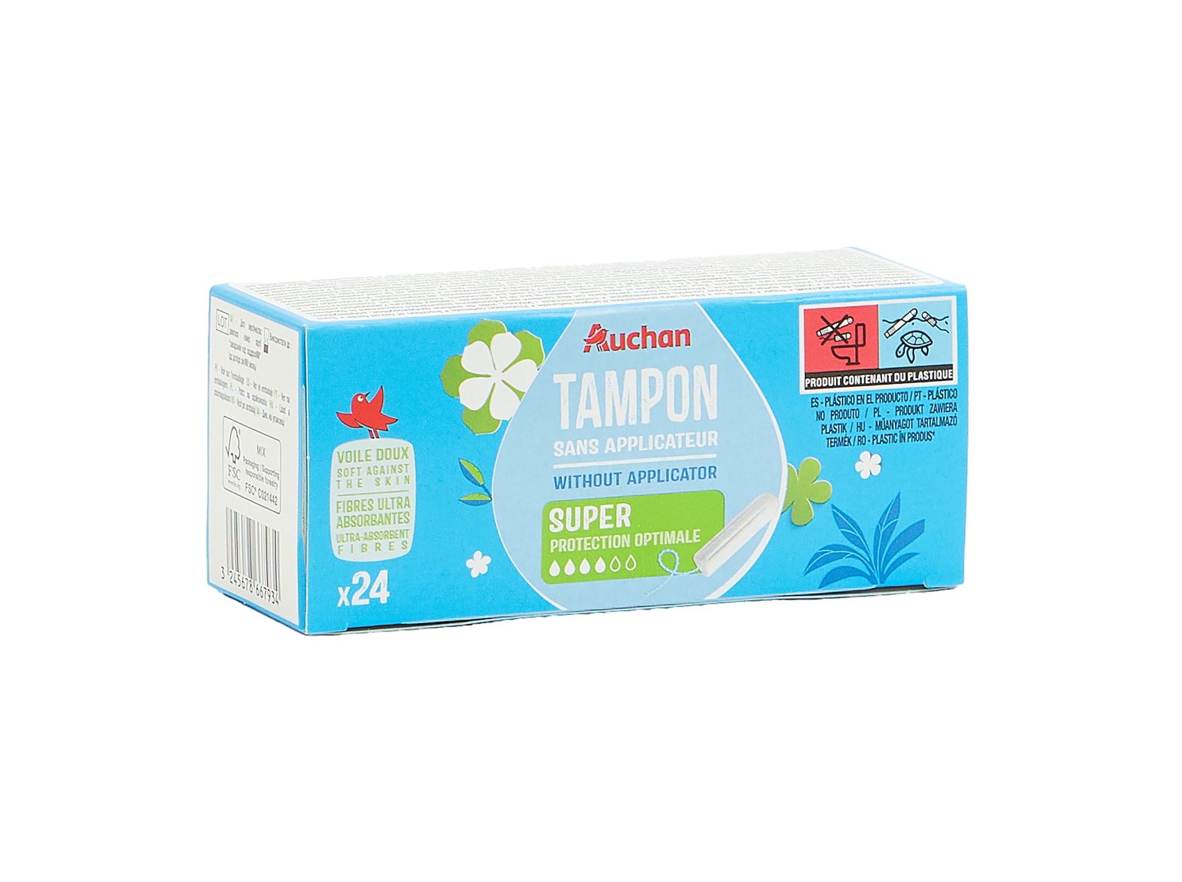 TAMPÕES AUCHAN SUPER SEM APLICADOR 24UN