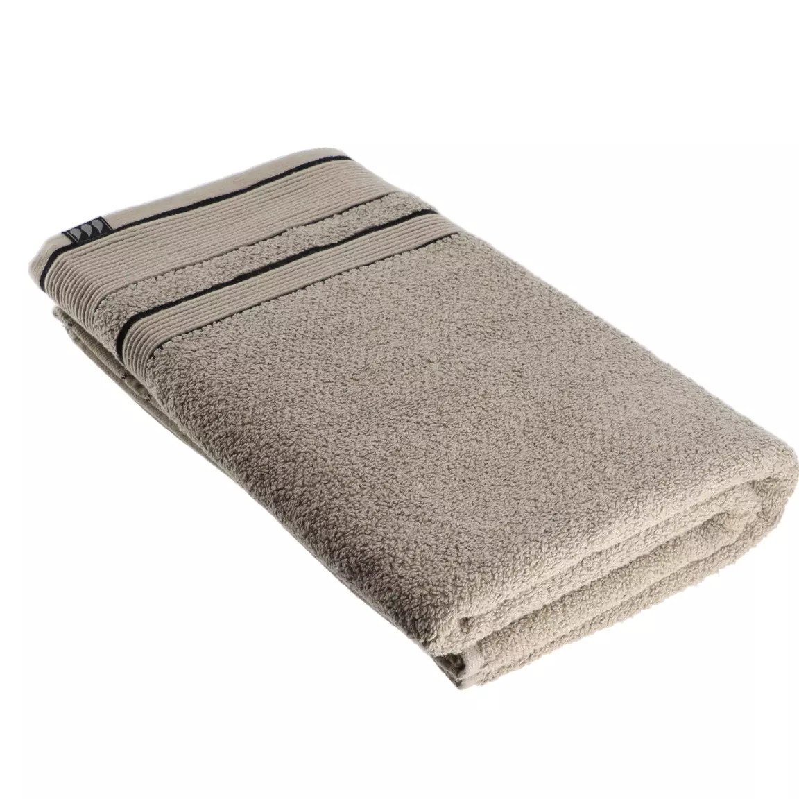 Serviette de bain coton (90 x 150 cm) Black Line Gris ficelle / noir
