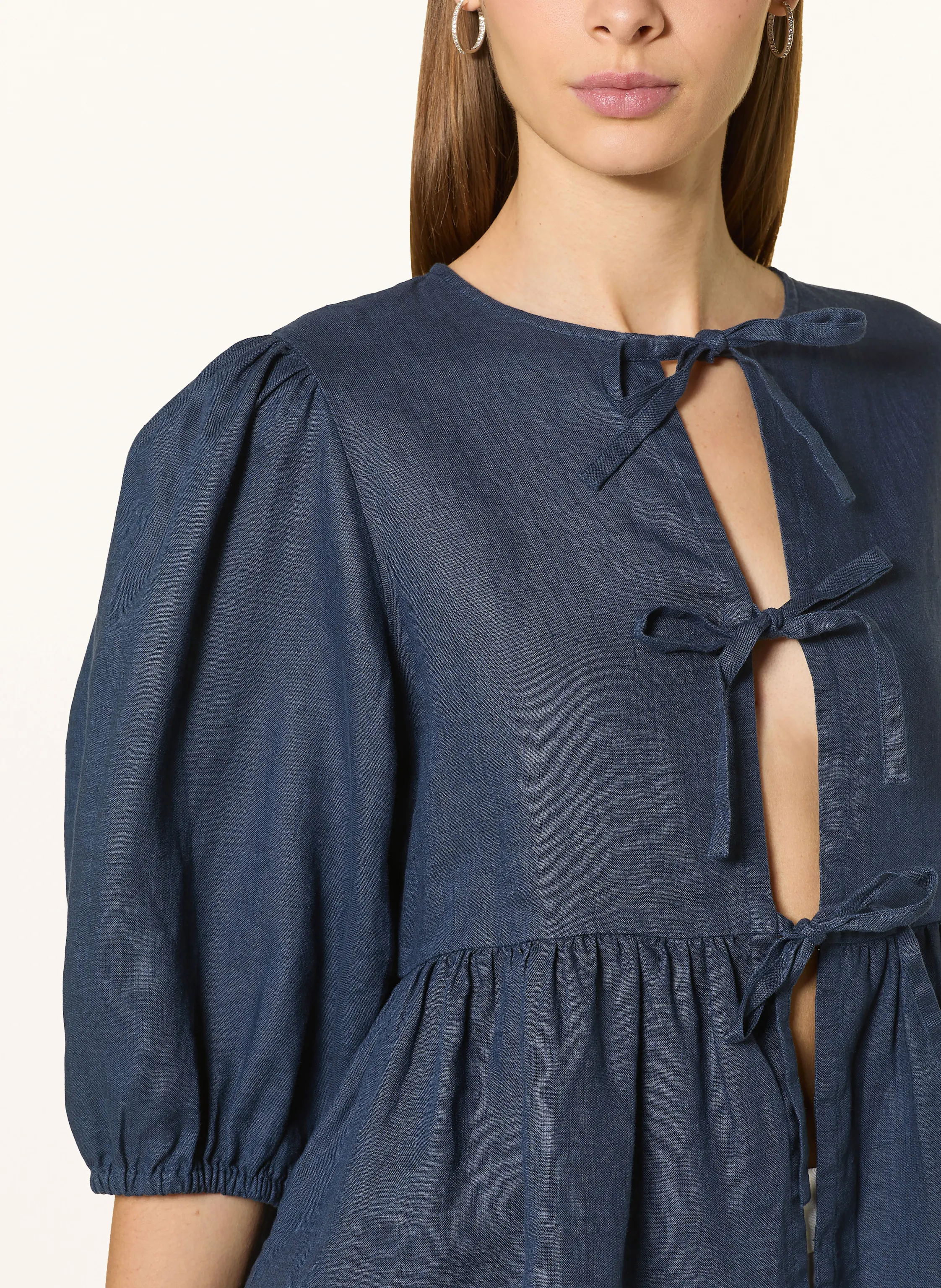 Soluzione Blusenshirt aus Leinen mit 3/4-Arm