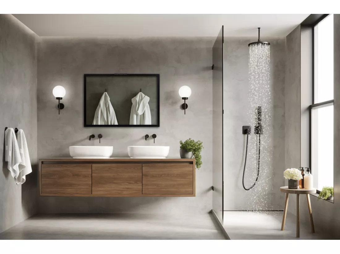 Grand miroir de salle de bain Glamour avec cadre noir 100x70 cm